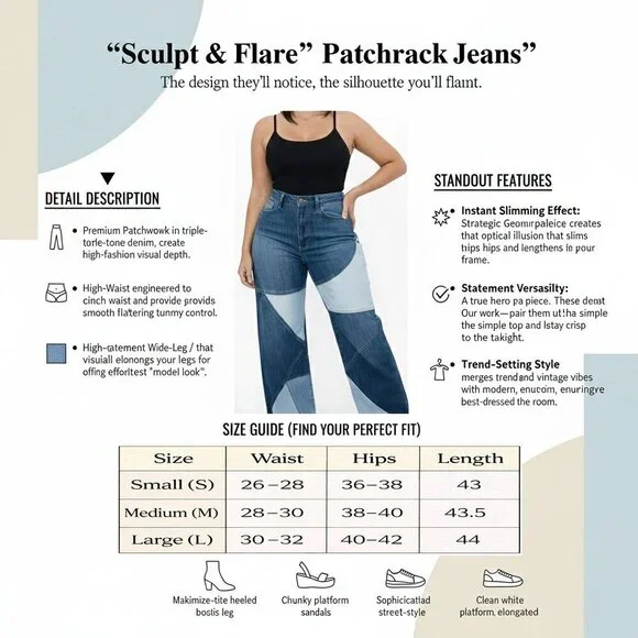 "Sculpt & Flare" Patchwork Jeans - Picture 13 of 14